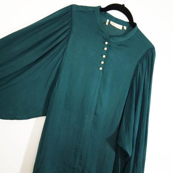 INWEAR Poet Sleeve Blouse Romantic Teal Green Puffy Faux Pearl Dreamy Moody 14 - Picture 8 of 13
